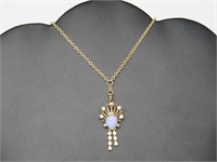 3.5 ct Fire Opal & Diamond Necklace