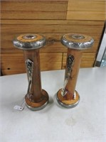 Pair Yarn Spools Converted To Candlesticks 6"