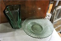Heavy Glass Bowl & Vase