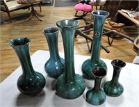 6 Blue Mountain Pottery Vases