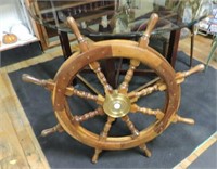 Antique Ship's Wheel W/ Brass Centre 36"D