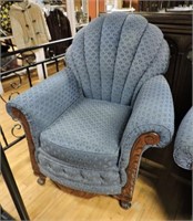 Antique Fan Back Upholstered Arm Chair