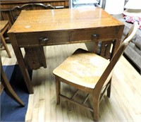 Oak Arts & Crafts Desk & Chair