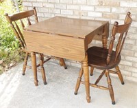 Double Drop Leaf Wood Kitchen Table & Chairs (2)