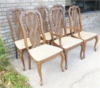 (6) Upholstered Wood Dining Room Chairs