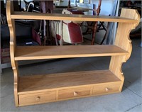 Solid Oak Wall Shelf with 3 Drawers