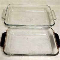 2 Anchor Hocking glass casserole pans