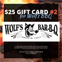 Wolf's BBQ $25 Gift Card #2