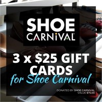 3 x $25 Gift Cards for Shoe Carnival