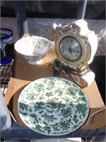 Antique Plate Clock and Bowl