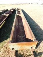 Steel cattle feed bunks on skid (33 ft long)