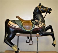 Antique Black Wooden Carousel Horse