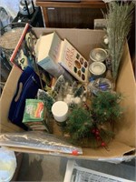 Box Lot of Christmas Items & Organizer