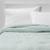 Room Essentials F/Q Crinkle Texture Comforter Mint