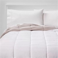Room Essentials F/Q Comforter White/Light Gray