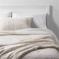 Threshold 55" x 80" Faux Fur Solid Bed Throw Cream