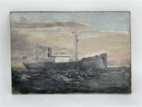 F.L. Gifford Oil on Canvas of Bellflower Ship