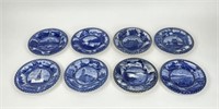 8 Flow Blue Souvenir Plates - Rowland & Marsellus