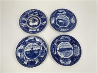 4 Flow Blue Historical Plates
