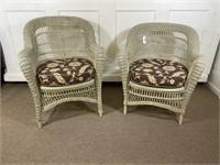 Pair of Vintage Wicker Arm Chairs