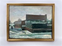 Finnerty Oil on Canvas Painting of Building