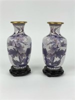 Pair of Cloisonne Vases - 7 inches tall