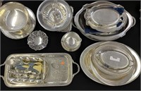 Large Group of Silverplated Holloware & Trays