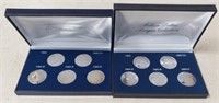2 Sets of 5 Replica Silver Dollars