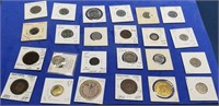 24 Foreign Coins in 2x2s w/ Labeling