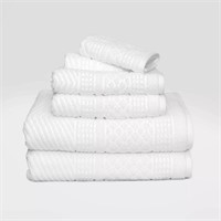 6pc Apothecary Bath Towel Set White