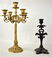 TWO ANTIQUE CANDLE HOLDERS