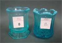 Two Blue Opal Toothpick Holders