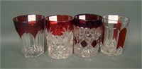 Four Ruby Stain Victorian Tumblers