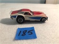 HO Scale Slot Car Red Flame, White, Blue