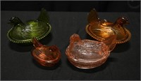 (4) GLASS ROOSTER RETRO COLLECTION