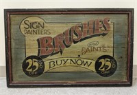 Wooden Sign- "Brushes & Paints" (32" H x 20" W)