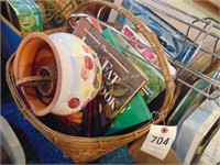 BOX PICTURE FRAMES, BASKET WITH BOOKS