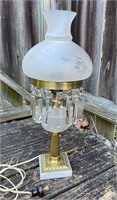 ANTIQUE CUT TO CLEAR BOUDOIR LAMP WITH GLASS SHADE