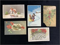 1910's Christmas Postcards - 5 Total