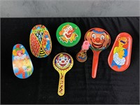 Vintage Tin Noise Makers - 7 Total