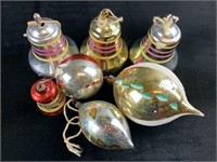 Vintage Glass & Plastic Ornaments - 7 Total