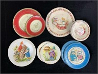 Collection of Vintage Child's Tin Toy Plates - 10