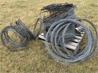 Pallet of used barbed wire, smooth wire& page wire