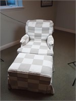 Checkered  Arm Chair and Ottoman