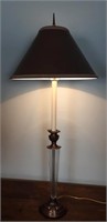 Tall Bronze and Glass Lamp with Shade