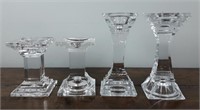 4 Piece Unmarked Crystal Candle Holders