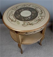 Glass Top Hand-Painted Accent Table