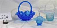 Blue Glass Baskets (3)