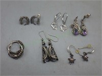 Sterling silver earrings incl/Diamonds & amethyst!