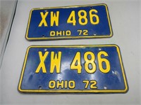 Matched pair of 1972 Ohio license plates!